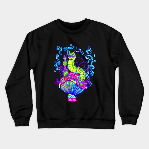 Hooka Smoking Caterpillar Glow Crewneck Sweatshirt by ogfx